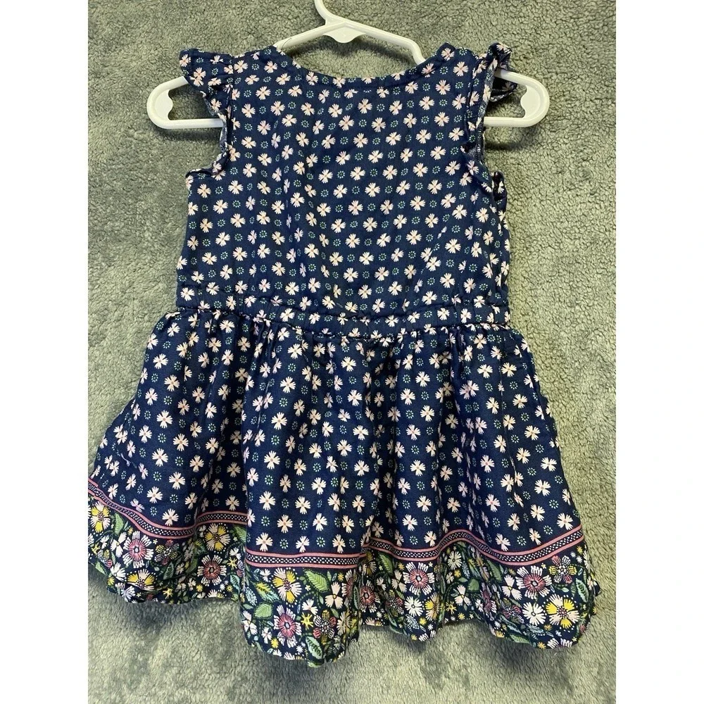 Carter's Baby Girl's Navy Blue Pink  Floral Cap Sleeve  Casual Dress 12months